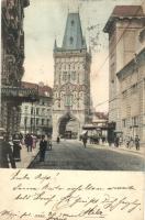 Praha, Prague; The Powder Tower gate, tram (EK)