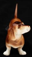 Royal Dux tacskó, kézzel festett, jelzett, hibátlan, m:8,5 cm, h:16,5 cm/ Royal Dux porcelain  dachs...