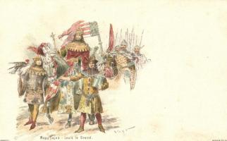 5 db régi használatlan milleniumi 2kr-os díjjegyes litho levelezőlap / 5 old 2kr millenium postcards...