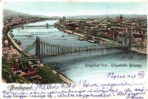 Budapest, Erzsébet híd, litho (EK)