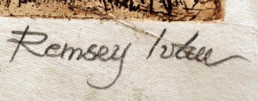 Remsey Iván(1921-2006): Téli Duna. Rézkarc, papír, jelzett, 13x10 cm