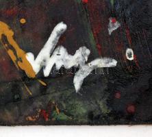 Olvashatatlan jelzéssel: Nonfiguratív kép. Olaj, farost, jelzett, 26x26 cm