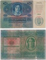 17db-os vegyes korona bankjegy tétel, benne 2db sorszámkövető 1920. 10K T:vegyes