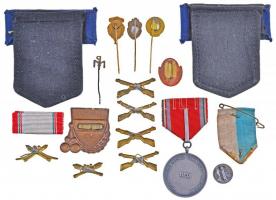 18db jelvény,kitűző,szalagsáv és kitüntetés, közte 1958. "XV éves Önkéntes tűzoltói szolgálatér...