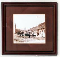 4 db nyomtatvány (Óbuda, Zichy-kastély, Bécsi út, katolikus templom) szép üvegezett fa keretben