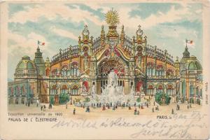 1900 Paris, Exposition Universelle, Palais de l'Electricité / expo, electricity palace, litho (EK)