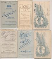 cca 1900, 10db Kemény hátú családi fotó különböző fényképeszektől: Linus Ofner, Uher, Elbl, Mátrai, ...