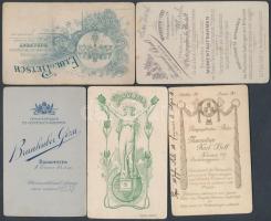 cca 1900, 10db Kemény hátú családi fotó különböző fényképeszektől: Linus Ofner, Uher, Elbl, Mátrai, ...