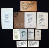 cca 1900, 11 db Különböző méretű, kemény hátú családi fotó különböző fényképeszektől: Mátrai, Uher, ...