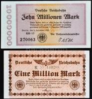 Németország / Weimari Köztársaság / Birodalom Vasút Berlin 1923. 1.000.000M + 2.000.000M + 5.000.000...