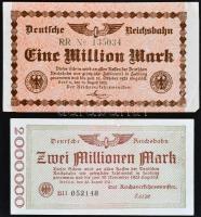 Németország / Weimari Köztársaság / Birodalom Vasút Berlin 1923. 1.000.000M + 2.000.000M + 5.000.000...