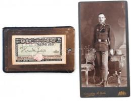 1916-1917 Hunké Lajos vezérőrnagy Budapesti Korcsolyázó Egyletbe szóló tagsági jegye és egész alakos fotója