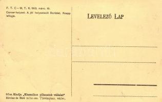 1913. március 16. FTC-MTK labdarúgó mérkőzés; Corner helyzet, a jól helyezkedő Borbást Knapp lefogja...
