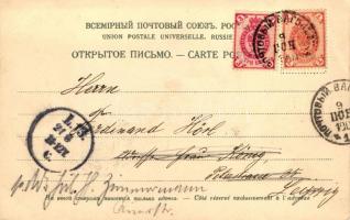 1898 Riga, Düna / Daugava River, port, litho