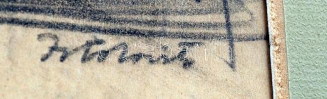 Istokovits Kálmán (1898-1990): Tájkép vázlat. Ceruza, papír, jelzett, 9×16 cm