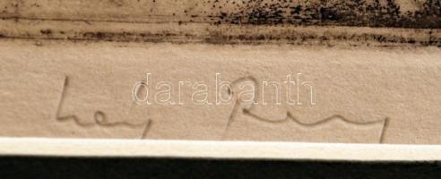 Láng Rudolf (1904-1991): A páva. Rézkarc, papír, jelzett, paszpartuban, 16×20 cm