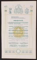 1928 Meghívó a József főherceg fővédnöksége alatt működő Komárom-Esztergom Vármegyei Tűzoltó Szövetség évi rendes közgyűlésére és tűzoltóversenyére