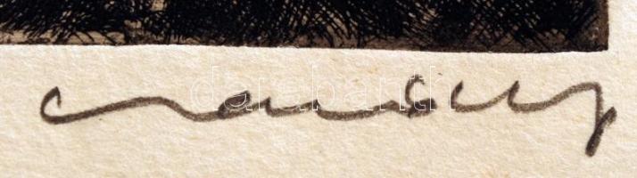 Csanády András (1929-): József III bányanyitás. Rézkarc, papír, jelzett, 19×29 cm