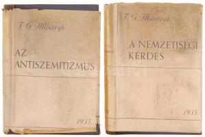 Szerényi Ferdinánd dr.: A nemzetiségi kérdés.  AZ Antiszemitizmus. A magyar Masaryk. 4-5 kötet. Bratislava, 1935, Prager Könyvkiadó. Aranyozott kiadói egészvászon kötésben, fedőborítóval. Kissé foltos a szennylap egyébként, jó állapotúak.