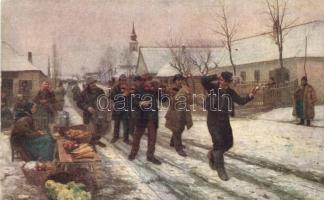 10 db RÉGI motívum lap, művészlapok, pinx. Bihari, Feszty, Gergely / 10 old motive cards, artist