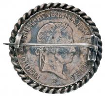 1841B 20Kr Ag "V. Ferdinánd" ezüst foglalatban kitűzővé alakítva T:2,2-