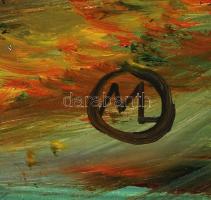 Marosán László: Viharos szél. Olaj, farost, jelzett, 30×20 cm