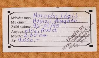 Marosán László: Viharos szél. Olaj, farost, jelzett, 30×20 cm