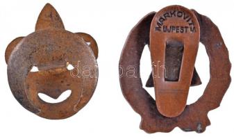 ~1920-1930. 2db klf zsidó cserkész jelvény: Zománcozott Br gomblyukjelvény, hátoldalán "MARKOVI...