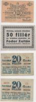 ~1919-1920. 20f "Pesti Hírlap" (2x) + 20f "8 Órai Újság" + 50f "Fodor Zoltán Könyvkereskedés" utalvány felbélyegzés nélkül T:I-,III,III-