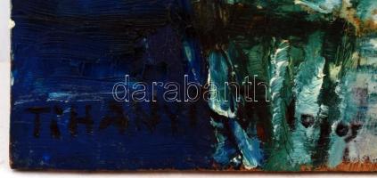 Tihanyi jelzéssel: Nyáridő az alpesi tájon, olaj, fa, 43,5×38 cm