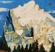 Tihanyi jelzéssel: Nyáridő az alpesi tájon, olaj, fa, 43,5×38 cm