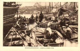 Constantinople, Corne D'Or / Golden Horn, port, boats