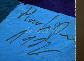 Jelzés nélkül: Kristály, olaj, farost, 24,5×20,5 cm + Olvashatatlan jelzéssel: Csillagköd, olaj, pap...