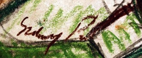 Szilvásy jelzéssel: Virág csendélet, kréta, papír, 30×20,5 cm