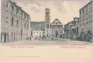 Hvar, Lesina; Piazza e Duomo St. Stefano / square, dome (EK)