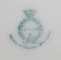 4 db virágmintás Union K csehszlovák porcelán kistányér, kézzel festett, jelzett, kopásnyomokkal, le...