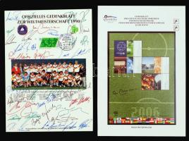 1990 A német football világbajnoki csapat emléklap + 2006 Beckenbauer emléklap / 2 commemorative sheets