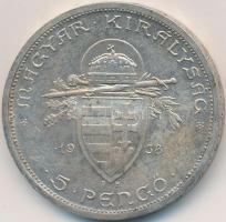 1938. 5P Ag "Szent István" T:2,2-
Adamo P8.1