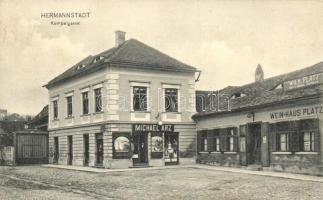 Nagyszeben, Michael Arz üzlete, Kempelgasse, Wein-Haus Platz / shop, street (EK)