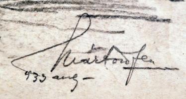 Márton Ferenc (1884-1940): 1933 Jaboree: Leszerelés a királyi parkban. Ceruza, papír, jelzett, 20×26...