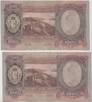 1943. 1000P (2x) sorszámkövetők, nyomdai papírránccal T:I- hajtatlanok
Adamo P21