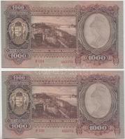 1943. 1000P (2x) sorszámkövetők, nyomdai papírránccal T:I- hajtatlanok
Adamo P21