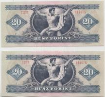 1980. 20Ft (2x) sorszámkövetők, nyomdai papírránccal T:I