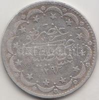 Oszmán Birodalom 1877. (AH 1293/2) 20K Ag "II. Abdul-Hamid" T:2- Ottoman Empire 1877. (AH 1293/2) 20 Kurush Ag "Abdul Hamid II" C:VF