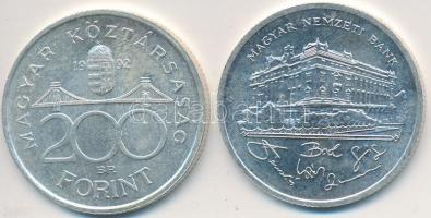1992. 200Ft Ag "MNB" (2x) T:2,2-