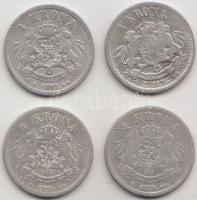 Svédország 1875-1897. 1Kr Ag "II. Oszkár" (4xklf) T:3 
Sweden 1875-1897. 1 Krona Ag "...