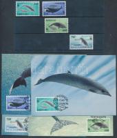 WWF North Atlantic whales set + 4 CM + 4 FDC, WWF Észak-atlanti bálnák sor + 4 CM + 4 FDC