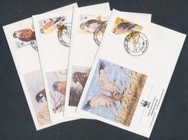 WWF Ragadozómadarak négyescsík + 4 FDC WWF Bird of prey stripe of 4 + 4 FDC