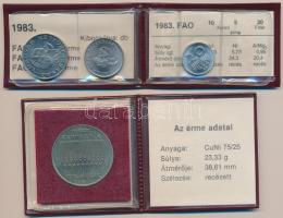 1983. 20f + 5Ft + 10Ft "FAO" eredeti tokban tanúsítvánnyal + 100Ft CuNi "FAO" er...