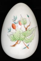 Herendi csipkebogyó mintás tojás alakú dobozka, kézzel festett, jelzett, hibátlan, h:11 cm, m:7 cm